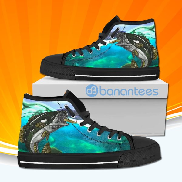 Bass Fish Fisherman High Top Canvas Shoes Sneakers For Men And Women Product Photo