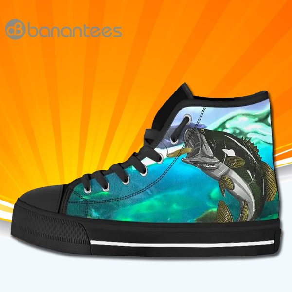 Bass Fish Fisherman High Top Canvas Shoes Sneakers For Men And Women Product Photo