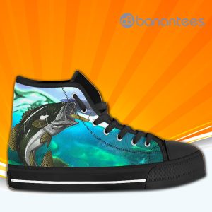 Bass Fish Fisherman High Top Canvas Shoes Sneakers For Men And Women Product Photo