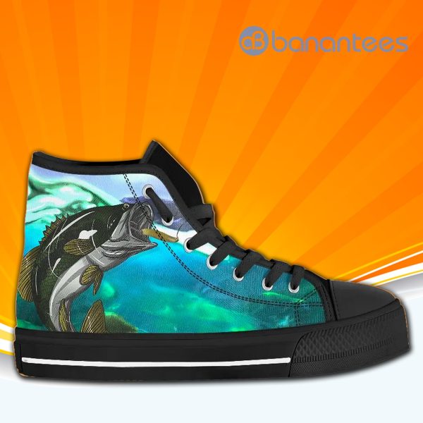 Bass Fish Fisherman High Top Canvas Shoes Sneakers For Men And Women Product Photo