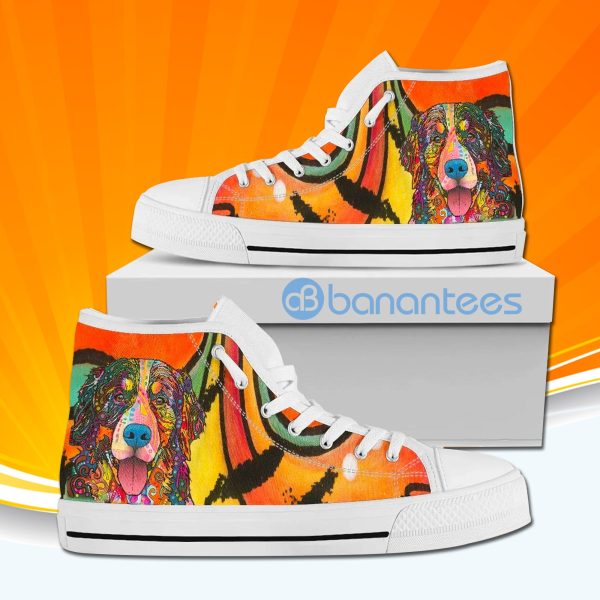 Bernese Mountain Dog Watercolor High Top Canvas Shoes Sneakers Product Photo