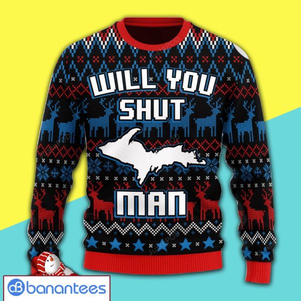 Bidden Will You Shut Man All Over Print Ugly Christmas Sweater Product Photo