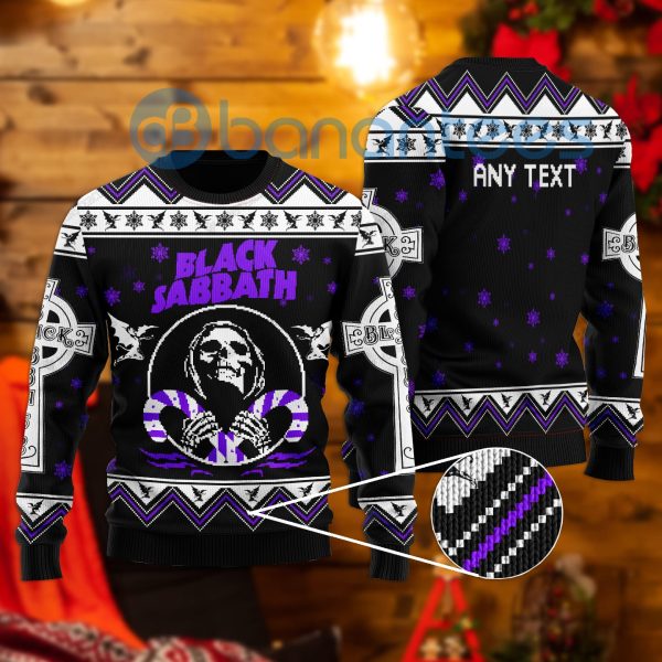 Black Sabbath Custom Text All Over Printed Ugly Christmas Sweaters Product Photo
