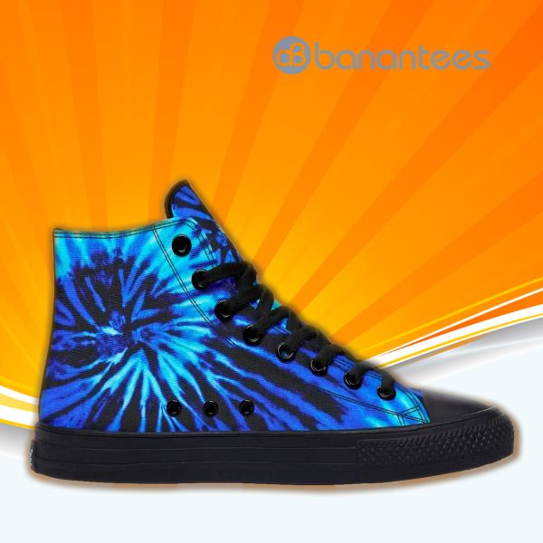 Blue Tie Dye High Top Canvas Shoes Sneakers For Men And Women Product Photo