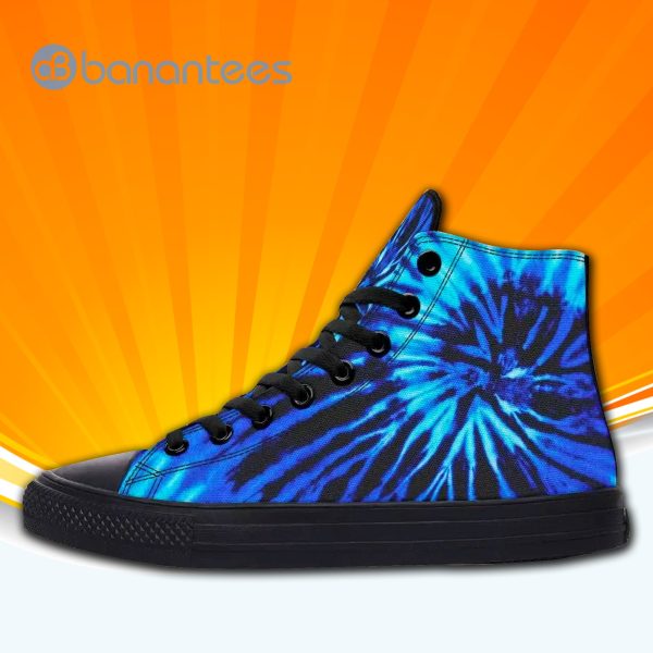 Blue Tie Dye High Top Canvas Shoes Sneakers For Men And Women Product Photo