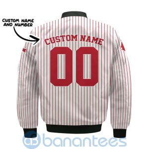 Boston Red Sox Stripes Custom Name Number Bomber Jacket Product Photo