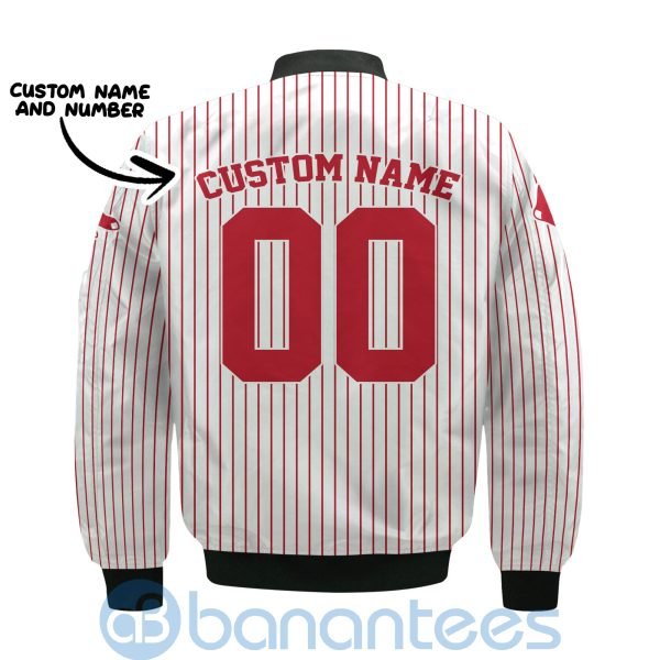 Boston Red Sox Stripes Custom Name Number Bomber Jacket Product Photo