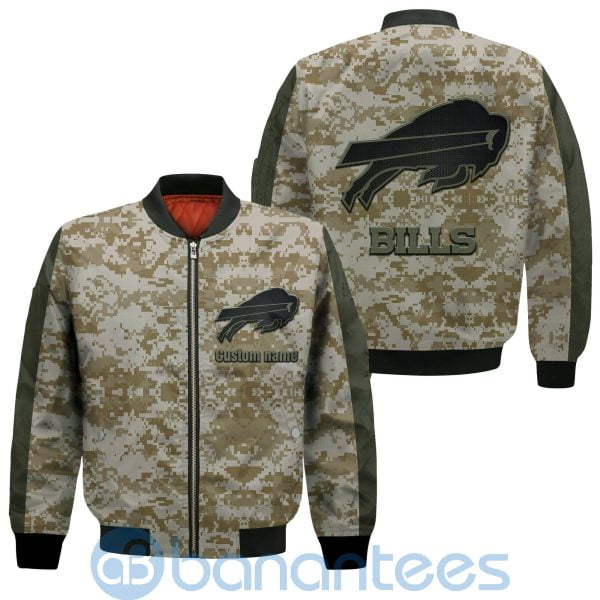 Buffalo Bills American Football Team Logo Camouflage Custom Name Bomber Jacket Product Photo