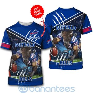 Buffalo Bills Mascot Catching Ball Custom Name 3D All Over Printed ShirT Product Photo