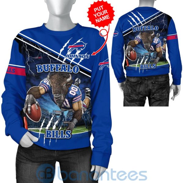 Buffalo Bills Mascot Catching Ball Custom Name 3D All Over Printed ShirT Product Photo