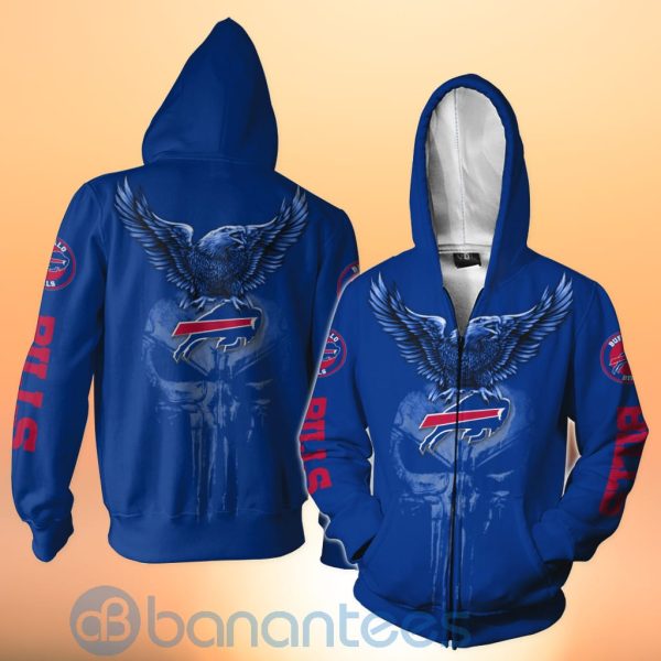 Buffalo Bills NFL Logo Eagle Skull 3D All Over Printed Shirt Product Photo