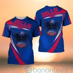Buffalo Bills NFL Skull American Football Sporty Design 3D All Over Printed Shirt Product Photo