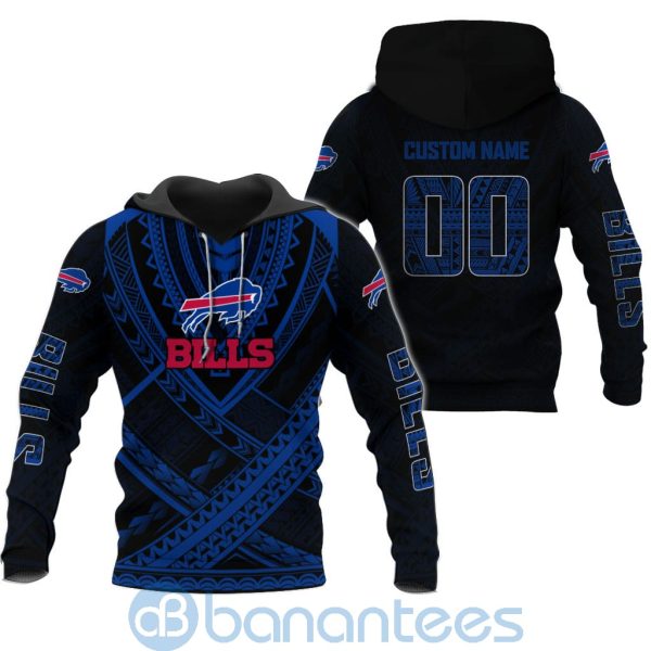 Buffalo Bills NFL Team Logo Polynesian Pattern Custom Name Number 3D All Over Printed Shirt Product Photo