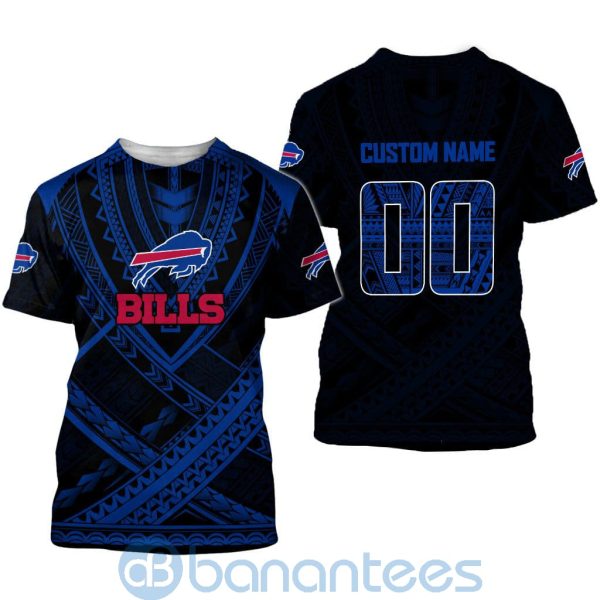 Buffalo Bills NFL Team Logo Polynesian Pattern Custom Name Number 3D All Over Printed Shirt Product Photo