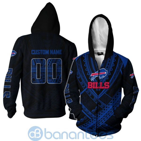 Buffalo Bills NFL Team Logo Polynesian Pattern Custom Name Number 3D All Over Printed Shirt Product Photo