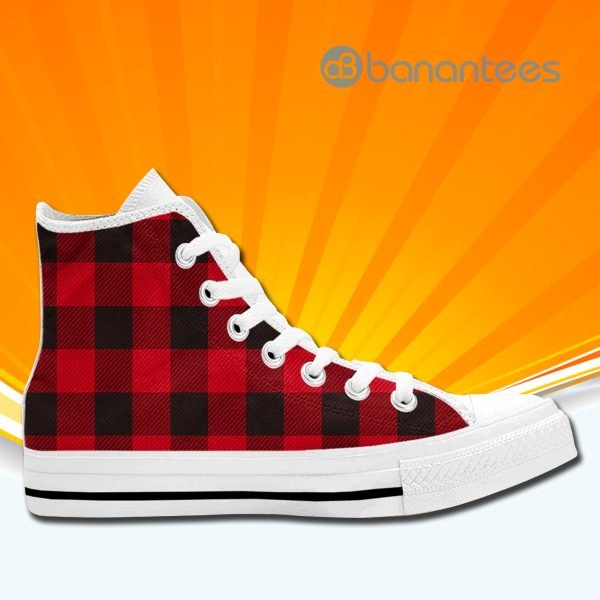 Buffalo Plaid Pattern High Top Canvas Shoes Sneakers For Men And Women Product Photo