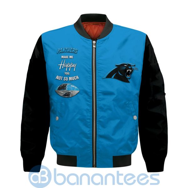 Carolina Panthers Make Me Happy American Football Team Logo Custom Name Bomber Jacket Product Photo