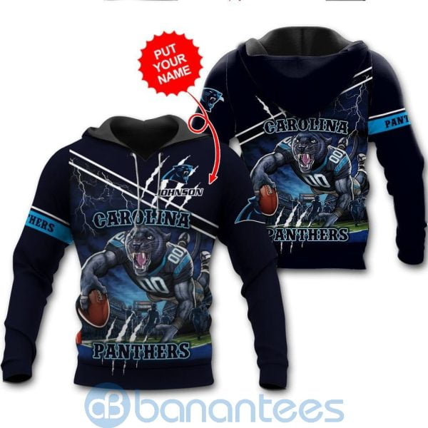 Carolina Panthers Mascot Catching Ball Custom Name 3D All Over Printed Shirt Product Photo