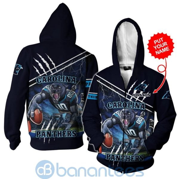 Carolina Panthers Mascot Catching Ball Custom Name 3D All Over Printed Shirt Product Photo
