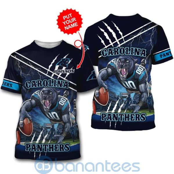 Carolina Panthers Mascot Catching Ball Custom Name 3D All Over Printed Shirt Product Photo