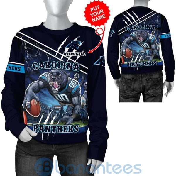 Carolina Panthers Mascot Catching Ball Custom Name 3D All Over Printed Shirt Product Photo