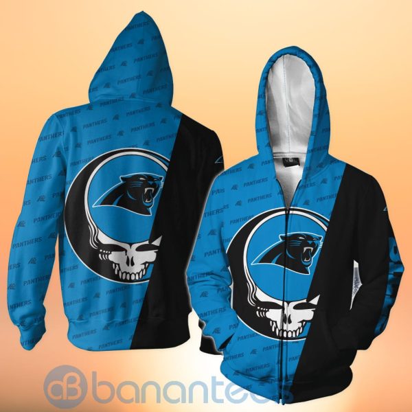 Carolina Panthers NFL Team Logo Grateful Dead Design 3D All Over Printed Shirt Product Photo