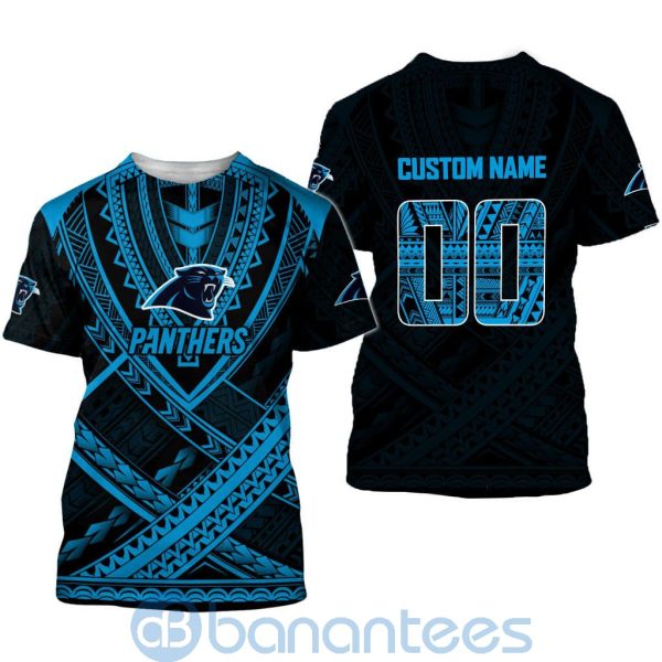 Carolina Panthers NFL Team Logo Polynesian Pattern Custom Name Number 3D All Over Printed Shirt Product Photo