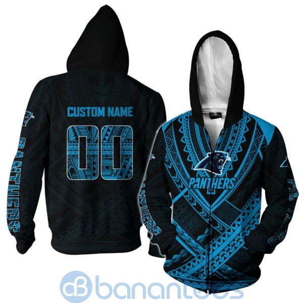 Carolina Panthers NFL Team Logo Polynesian Pattern Custom Name Number 3D All Over Printed Shirt Product Photo