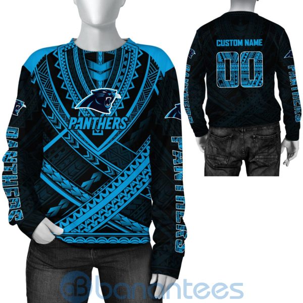 Carolina Panthers NFL Team Logo Polynesian Pattern Custom Name Number 3D All Over Printed Shirt Product Photo