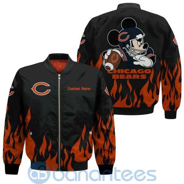 Chicago Bears Football Team Logo Disney Mickey Custom Name Bomber Jacket Product Photo