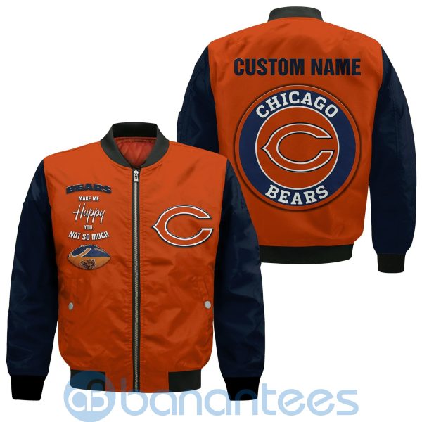 Chicago Bears Make Me Happy American Football Team Logo Custom Name Bomber Jacket Product Photo