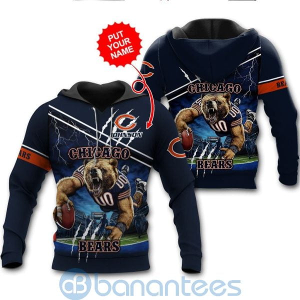 Chicago Bears Mascot Catching Ball Custom Name 3D All Over Printed Shirt Product Photo