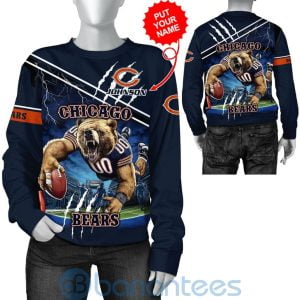 Chicago Bears Mascot Catching Ball Custom Name 3D All Over Printed Shirt Product Photo