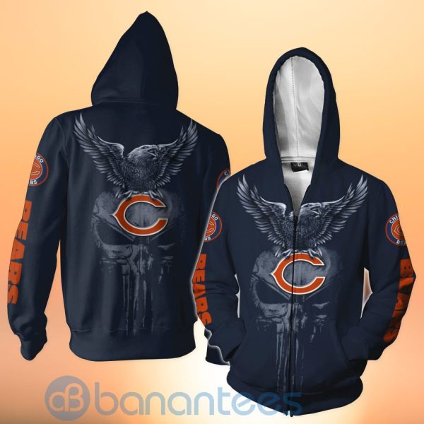 Chicago Bears NFL Logo Eagle Skull 3D All Over Printed Shirt Product Photo