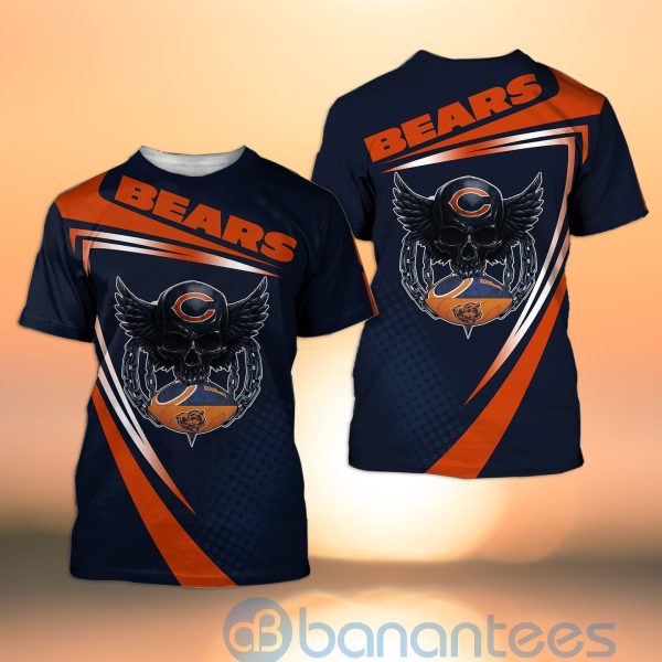 Chicago Bears NFL Skull American Football Sporty Design 3D All Over Printed Shirt Product Photo