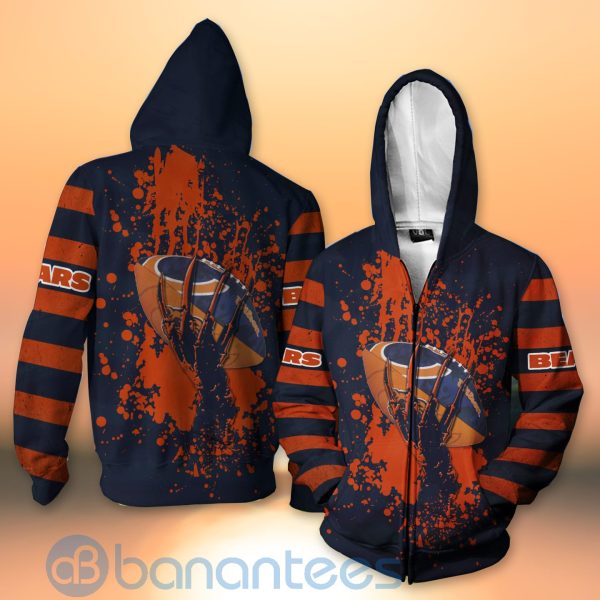 Chicago Bears Skull Hand NFL Football Team Logo Ball 3D All Over Printed Shirt Product Photo