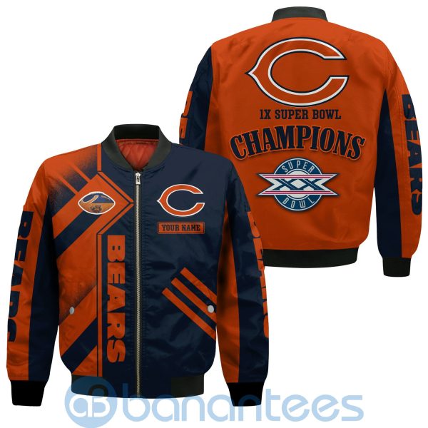 Chicago Bears Super Bowl Champions Custom Name Number Bomber Jacket Product Photo