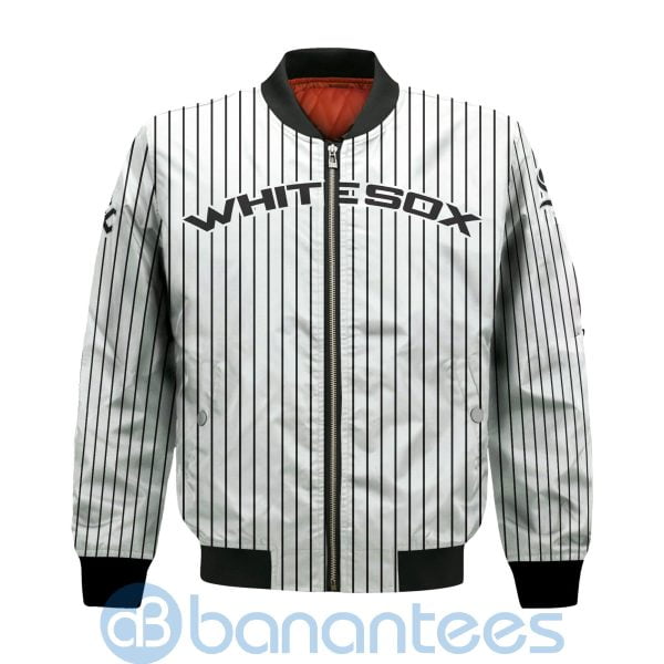 Chicago White Sox Stripes Custom Name Number Bomber Jacket Product Photo