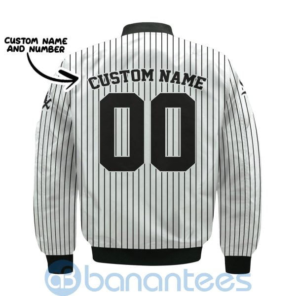 Chicago White Sox Stripes Custom Name Number Bomber Jacket Product Photo
