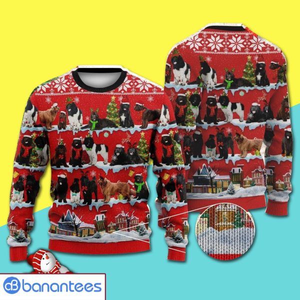 Christmas Night's Newfoundland Dogs Full Print Ugly Christmas Sweater Product Photo