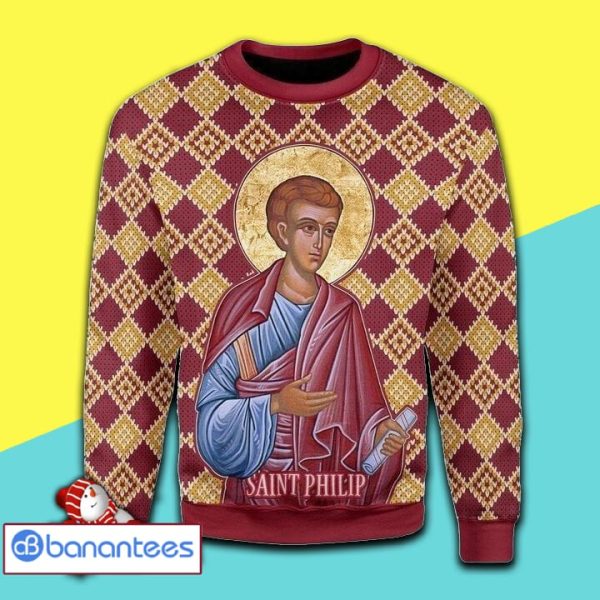 Christmas Pattern With Sanit Philip All Over Print Ugly Christmas Sweater Product Photo