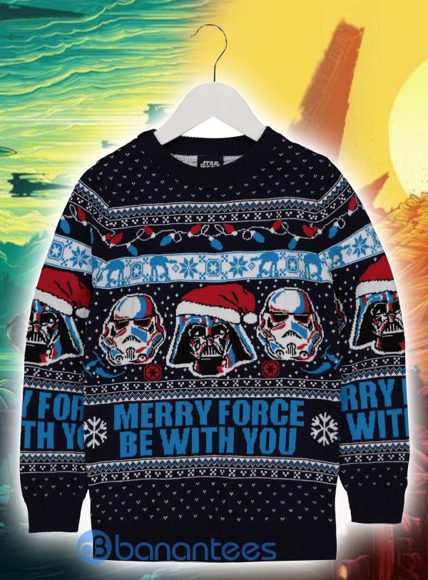 Christmas Star Wars Navy 'Merry Force' Ugly Christmas All Over Printed 3D Sweater Product Photo