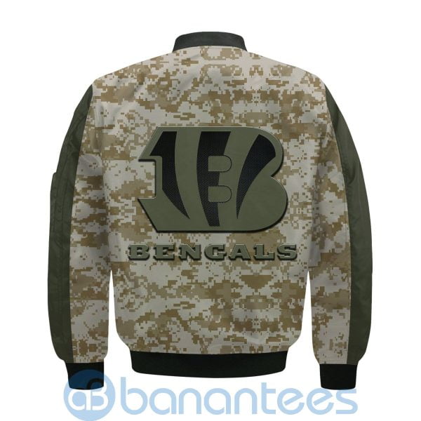 Cincinnati Bengals American Football Team Logo Camouflage Custom Name Bomber Jacket Product Photo