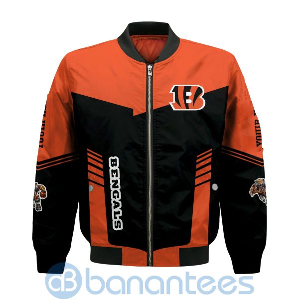 Cincinnati Bengals American Football Team Logo Custom Name Bomber Jacket Product Photo