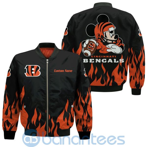 Cincinnati Bengals Football Team Logo Disney Mickey Custom Name Bomber Jacket Product Photo