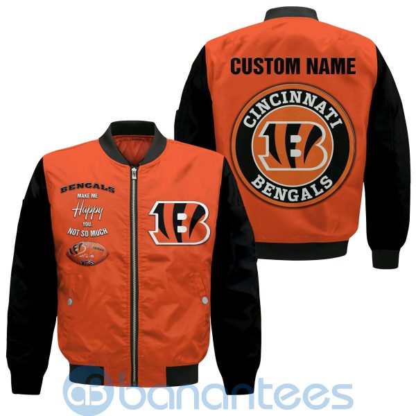 Cincinnati Bengals Make Me Happy American Football Team Logo Custom Name Bomber Jacket Product Photo