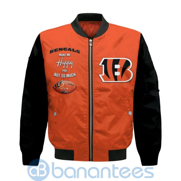 Cincinnati Bengals Make Me Happy American Football Team Logo Custom Name Bomber Jacket Product Photo