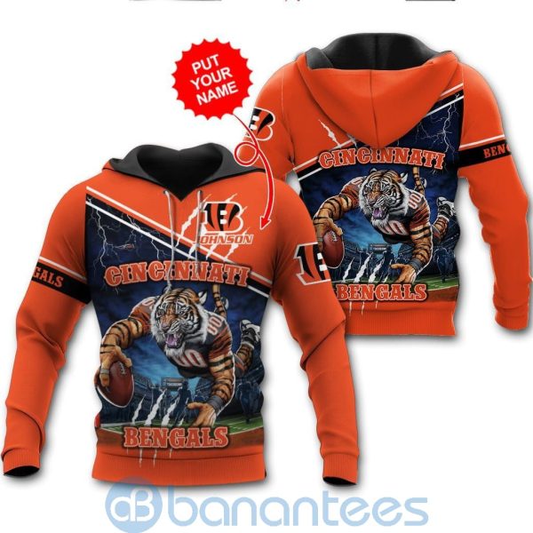 Cincinnati Bengals Mascot Catching Ball Custom Name 3D All Over Printed Shirt Product Photo