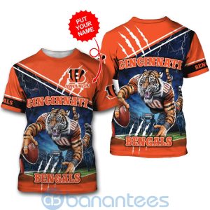 Cincinnati Bengals Mascot Catching Ball Custom Name 3D All Over Printed Shirt Product Photo