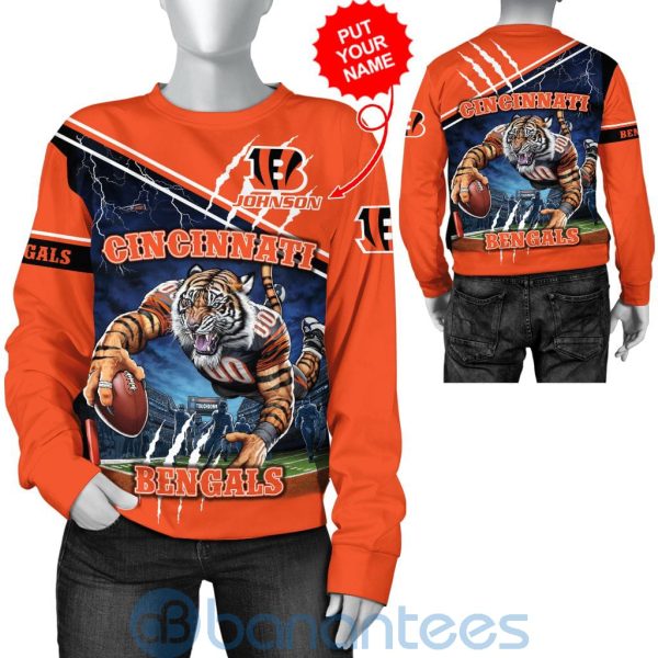 Cincinnati Bengals Mascot Catching Ball Custom Name 3D All Over Printed Shirt Product Photo
